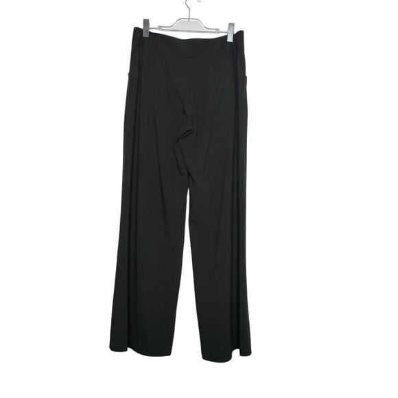 MAX STUDIO Pinstripe Twill Wide Leg Pants High Rise Stretch Black White Size 12 - Picture 2 of 10
